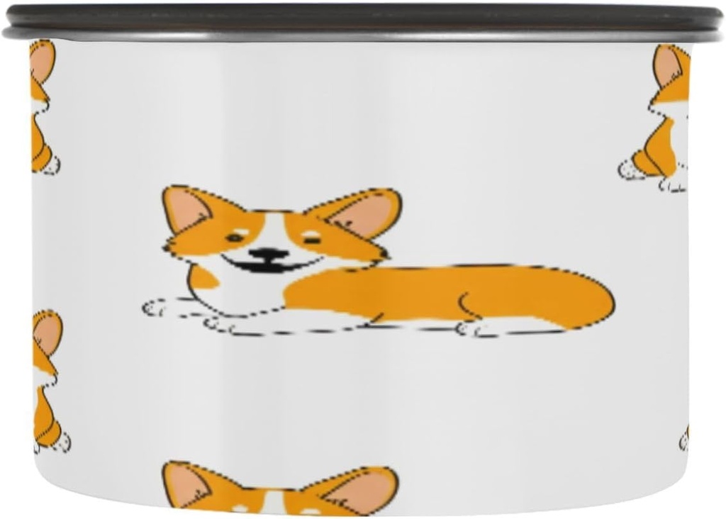 Cartoon Corgi Dogs Stainless Steel Coffee Canister 17OZ - Airtight Kitchen Storage Container for Coffee Beans, Grounds, Cereal, Sugar & Tea#26
