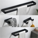 YACVCL 4-Piece Matte Black Bathroom Hardware Accessories Set, Bath Towel Bar Set SUS304 Stainless Steel, Round Towel Racks for Bathroom Wall Mounted