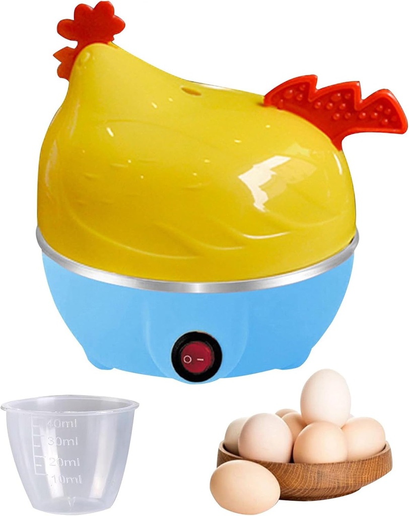 Chicken-shaped Egg Boiler, Electric Egg Steamer, 7 Eggs Capacity Egg Cooker, Multifunctional Hen-shaped Boiler for Hard Boiled, Poached, Soft Boiled Eggs (C)