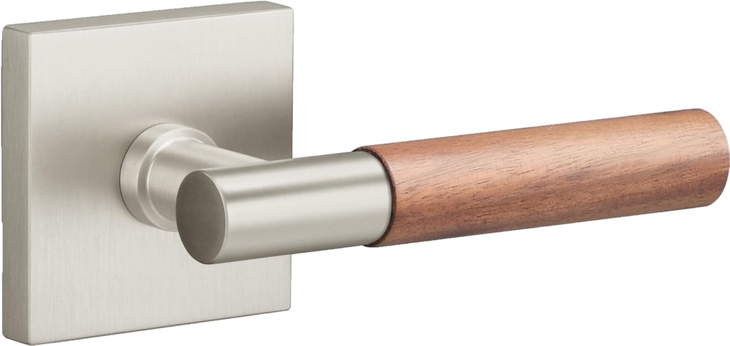 Sure-Loc AP100-SQ Grip Aspra Square Non-Turning One-Sided Dummy Door Lever with Square Rose - Satin Nickel/Walnut