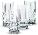 Nachtmann Highland Collection Crystal 6” Long Drink Glasses, Set of 4, With Different Glass Patterns, For Cocktails or Non- Alcoholic Beverages,445 ml, Dishwasher Safe