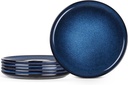E-far 10.5” Ceramic Dinner Plates Set of 6, Large Reactive Glaze Stoneware Dishes, Round Salad Plate for Home Kitchen Restaurant, Microwave & Dishwasher Safe – Deep Sea Blue