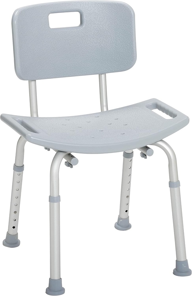 Drive Medical RTL12202KDR Shower Chair with Back, Adjustable Stool with Suction Feet, Shower Seat for Inside Shower or Tub, Bathroom Bench Bath Chair for Elderly and Disabled, 300 LB Weight Cap, Grey