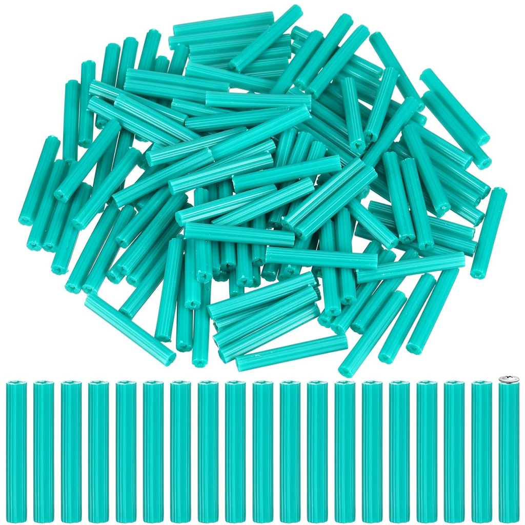 500pcs Expanding Plastic Screw Anchors 1/4" Hole Green Plastic Anchors for Concrete Tile Cement Bolt Expansion Tube for #10,11,12 Screws, Fix to Wall Drywall or Other Surface (2")