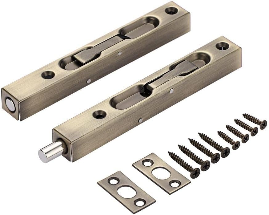 6 Inch Door Bolts Stainless Steel Concealed Security French Door Locks with Hardwares Double Door Lever Action Flush Bolt Latch French Door