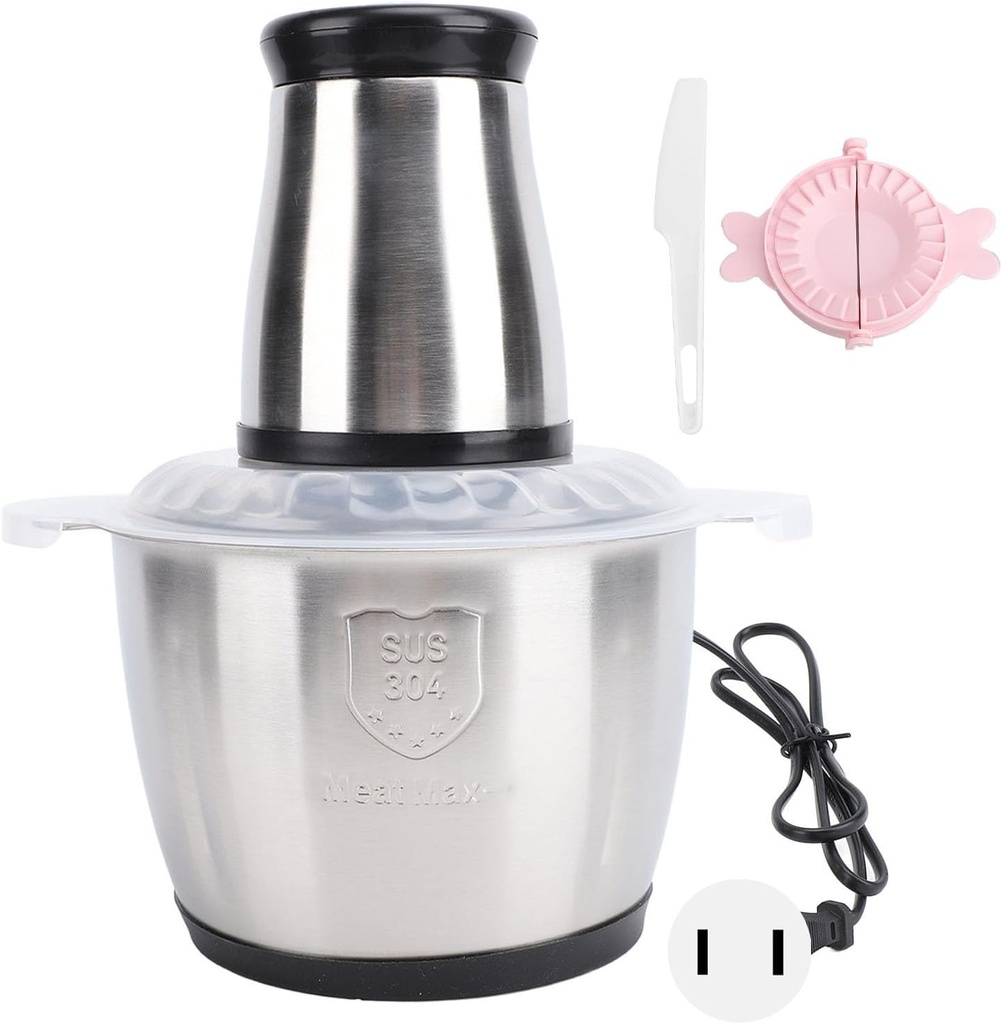 Meat Grinder, Food Processor with Powerful Motor, Easy to Use, Made of SUS Stainless Steel and ABS Materials, Ideal for Fruit, Onion, Potato Vegetable, Nuts, Garlic (US Plug 110V)