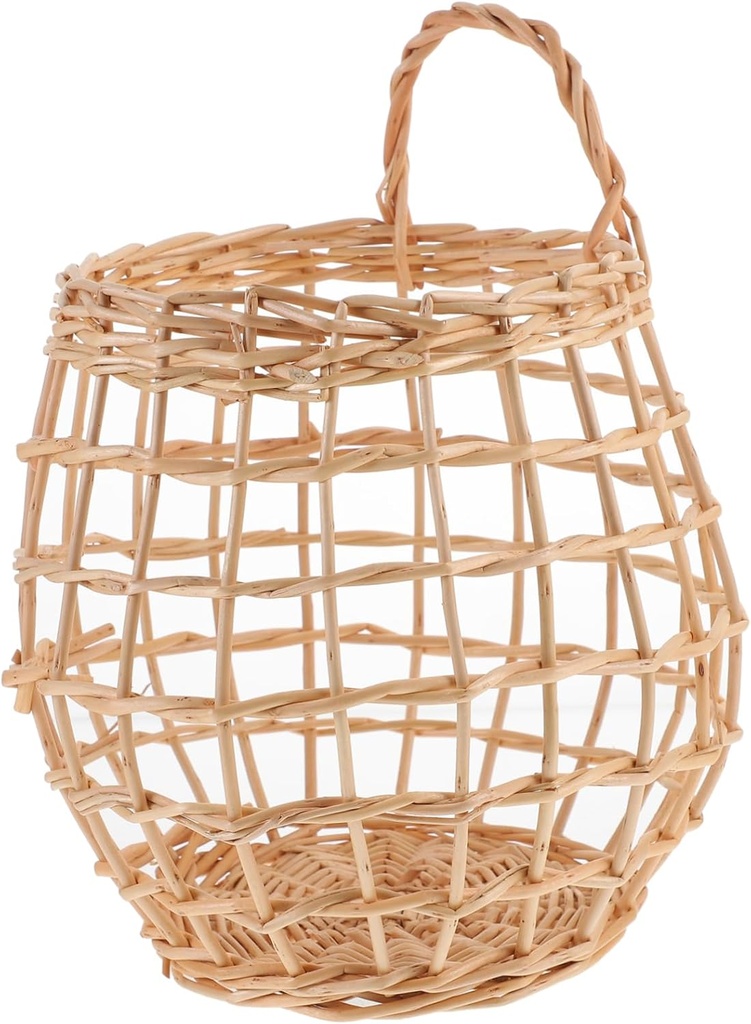 PRETYZOOM 1pc Rattan Woven Basket Decorative Hanging Storage for Garlic Ginger Flowers Random Wall-mounted Organizer for Home Kitchen Balcony Decor