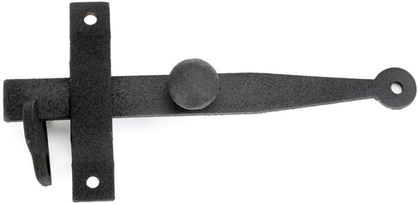 Renovators Supply Manufacturing Door Latch 6 in. Black Cast Iron Gate Latch/Barn Door Latch Lock with Knob Lever and Mounting Hardware