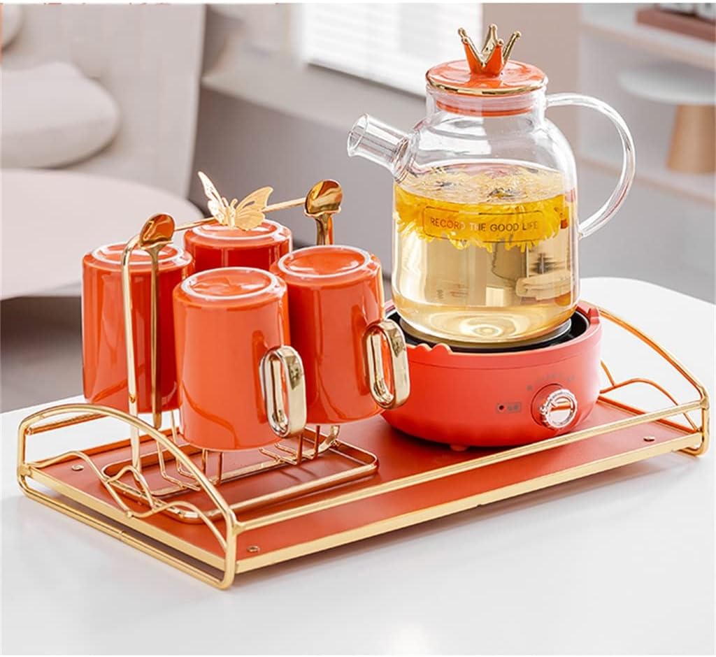 Nordic Modern Water Cup Set Ceramic Water Set Cup Hospitality Home Set Living Room Glass Kettle (Color : A, Size : 4-cup kit)