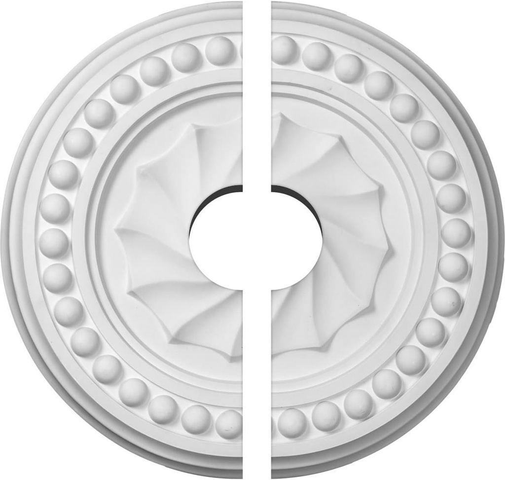Ekena Millwork CM15FO2-03500 15 3/4"OD x 3 1/2"ID x 2"P Foster Shell Ceiling Medallion, Fits Canopies up to 9-5/8", 2 Piece