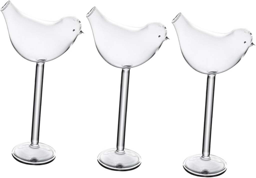 3Pcs Creative Bird Shaped Cocktail Glasses Unique Wine Goblets for Sparkling Wine and Mixed Drinks Glass Design for Party and Home Use