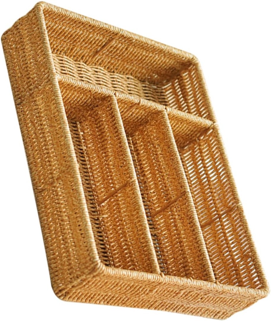 Amosfun Versatile Storage Basket with Divider Lightweight Organizer for Keys Remotes and Cutlery Practical Design with Compartments for Home Office and Kitchen Use