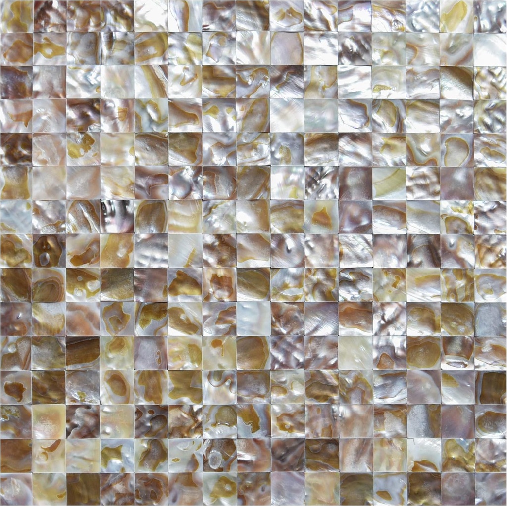 Art3d Mother of Pearl Backsplash Wall Tile in Natural Polychromy, Tile 11.8 x 11.8In Pack of 6(Brown)