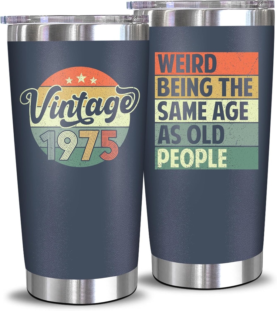 NewEleven 50th Birthday Gifts For Men Women - 1975 50th Birthday Decorations For Him Her - Present For Men Women Turning 50 Year Old Gifts For Mom, Dad, Wife, Husband - 20 Oz Tumbler
