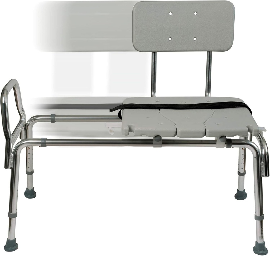 DMI Tub Transfer Bench and Shower Chair with Non Slip Aluminum Body, FSA Eligible, Adjustable Seat Height and Cut Out Access, Holds Weight up to 400 Lbs, Bath and Shower Safety, Transfer Bench