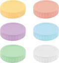 BlingKingdom 6 PCS Colored Plastic Mason Jar Lids with Gaskets 70mm Regular Mouth Food Storage Caps Reusable Jar Lids for Mason Canning