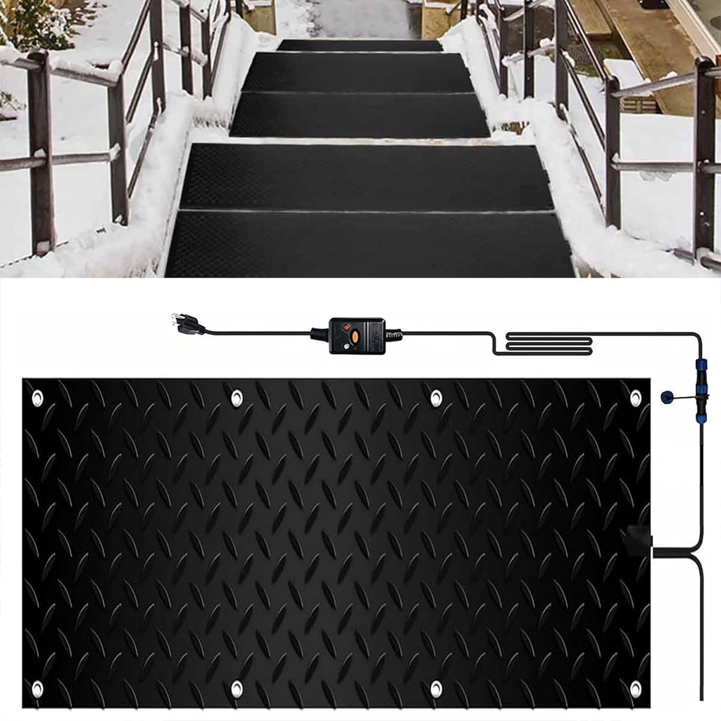 Heated Snow Melting Outdoor Mats 1/2/3/4/5 pcs PVC Heated Snow and Ice Melting Mat, Speed Snow and Ice Heated Pad for Winter Outdoor Stairs, Steps, Doorways, Walkways, Driveway(1 Pcs,10x48in
