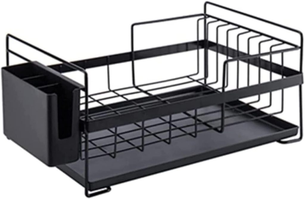 Space Saving Dish Rack Metal Dish Rack Kitchen Storage Organizer Dish Drainer Dish Drying Rack Kitchen Sink Holder Tray For Plates Bowl Shelf Dish Drying Rack ( Color : Black , Size : 41.5*27*18.5cm )