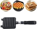 Square Waffle Pan, Non Stick Aluminum Alloy Waffle Maker Pan, Dual Handles, 13.8x5.7in, 20.5oz, Baking Accessory with Hanging Hole and Buckle