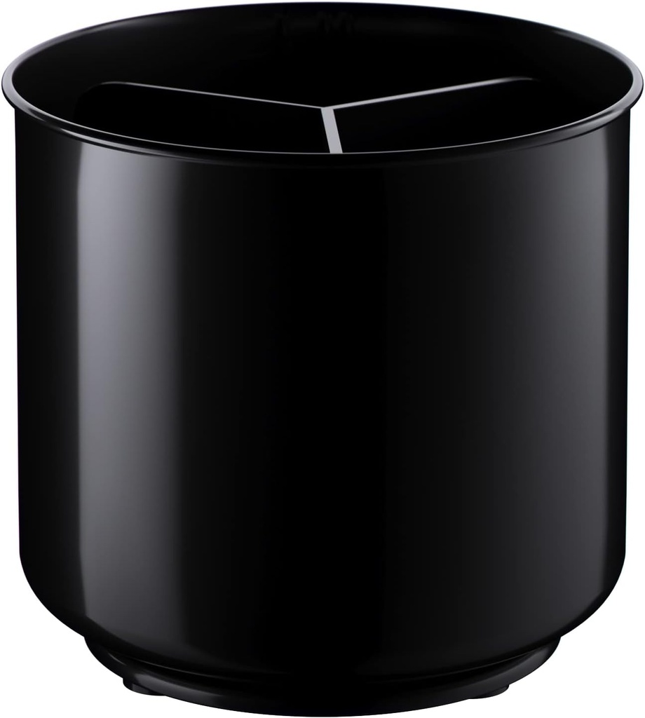 Extra Large Sturdy Rotating Black Utensil Holder Caddy with No-Tip Weighted Base, and Gripped Insert - Rust Proof and Dishwasher Safe Kitchen Utensils Holder
