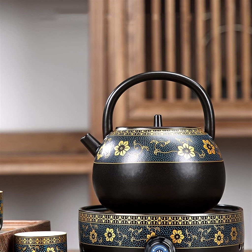 Ceramic Tea Set cast Iron teapot Flower Pot Tea Cup Set Tea Cup Set Household Electric hot teapot Candy Pot Durable Filter Tea Full Enamel line House,