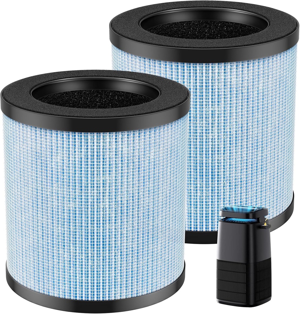 OFFICIAL MJ002H Replacement Filter Compatible with POMORON MJ002H Air Puri-fier, H13 True Hepa Filter, Activated Carbon, Multi-Layer Filter, Compare Part MJ002H-RF, 2 Pack