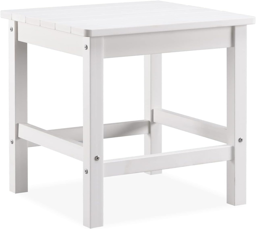 Psilvam Oversized Outdoor Side Table, 19.68" Poly Lumber Adirondack Side Table, Weather Resistant Patio Side Table for Poolside, Garden and Front Porch (White)