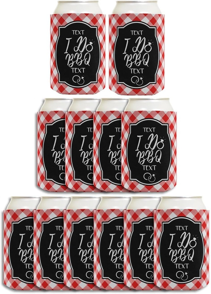 I Do BBQ Your Text and Date Here BBQ Rehearsal Dinner 12-Pack Personalized Can Drink Thermocoolers Coolers Red
