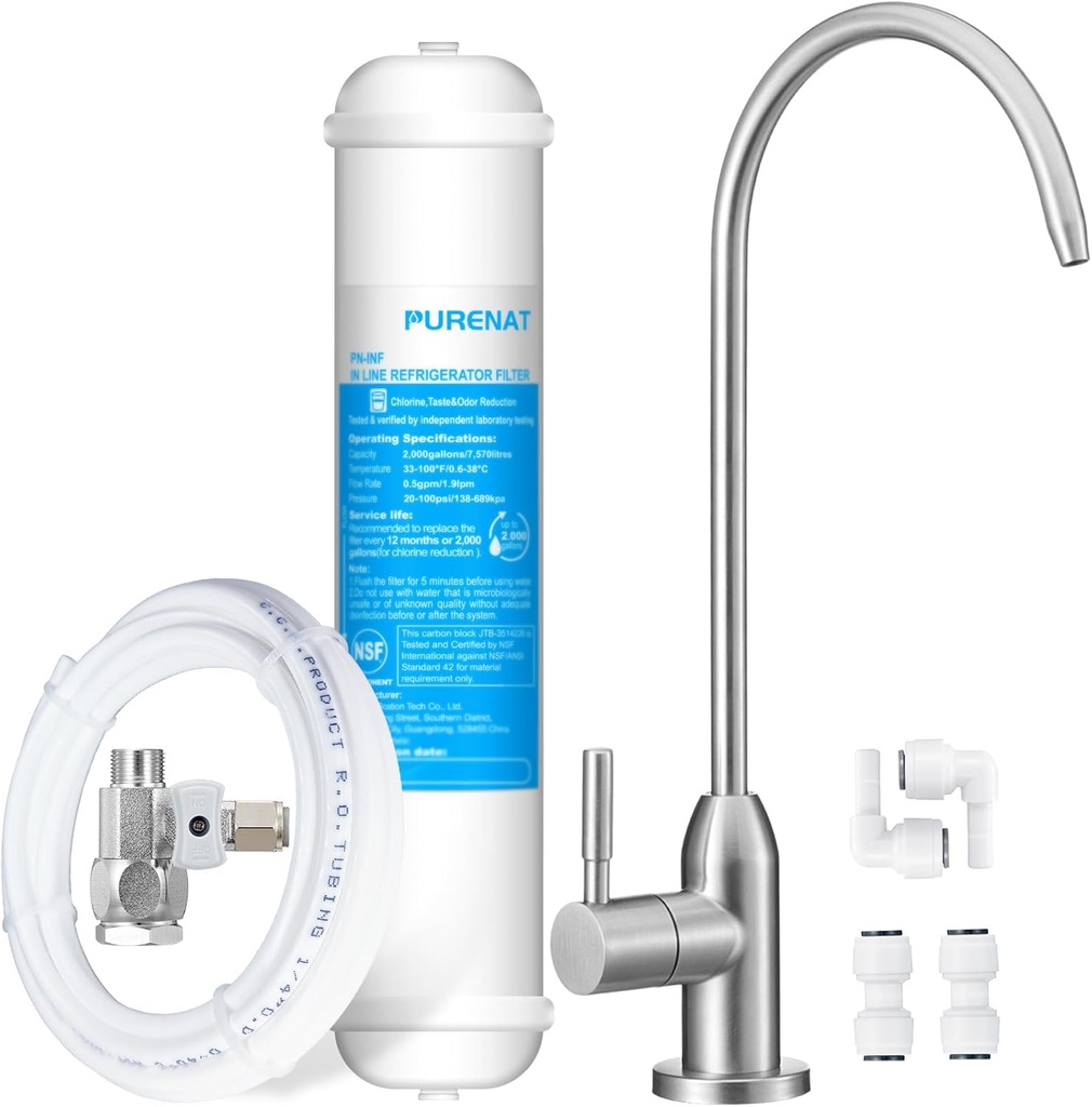 Under Sink Water Filter - Water Filter with Faucet for Home Bar and Bathroom,Highly Effective Reduces Chlorine,Bad Taste&Odor,Good Choice for a Countertop Ice Maker,Coffee Maker and Skin Care