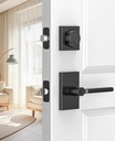 Entry Lever Front Door Handle and Single Cylinder Deadbolt, Keyed Alike Lockset with Double Lock for Right and Left Sided Door, Heavy Duty Exterior Door Lock Set, Matte Black