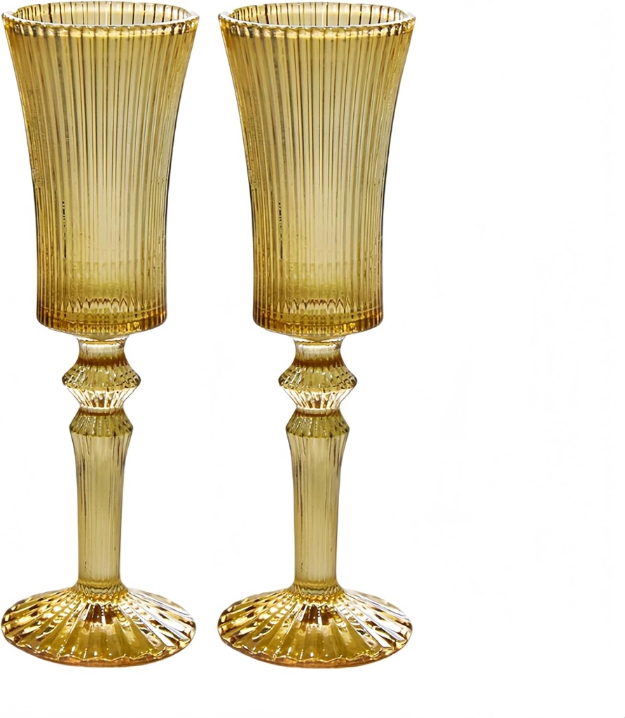2 Pcs Ribbed Vintage Art Deco Martini Glasses Set, 19.5 oz Unique Champagne & Cocktail，Bar Drinking Glasses Set. Used for dinner party Indoor & Outdoor, gift giving. European Style