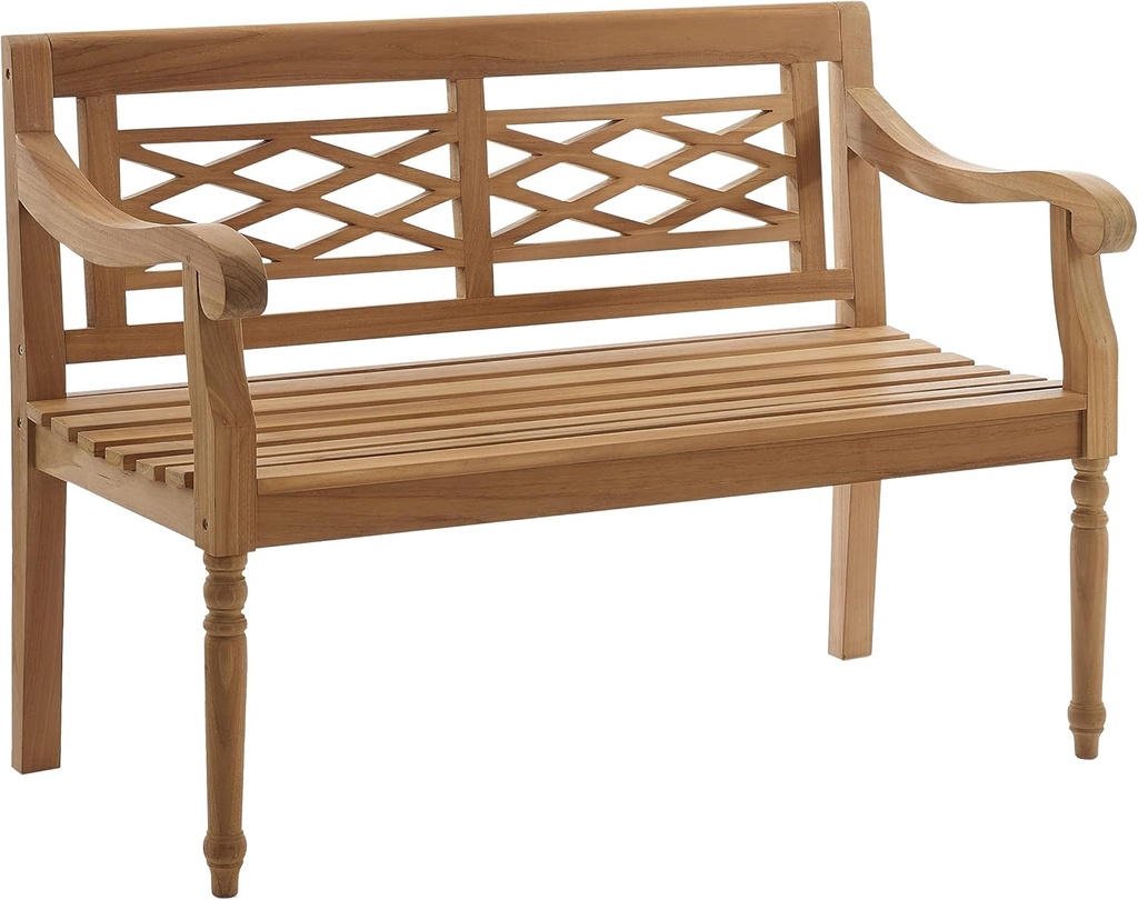 Crosley Furniture Olivier 2-Person Teak Wood Indoor Outdoor Bench for Outside Patio, Garden, Porch, Teak