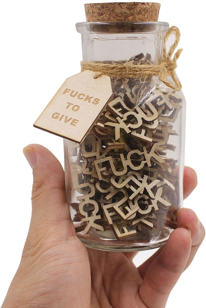 fuc k jar（5oz） Gift Jar,Fuc ks to Give,Fuc k Wooden Cutout Letter Piece Bad Mood Vent Spoof Birthday Day,Holiday, Thanksgiving Christmas Gifts to Friend,gag Funny Gift