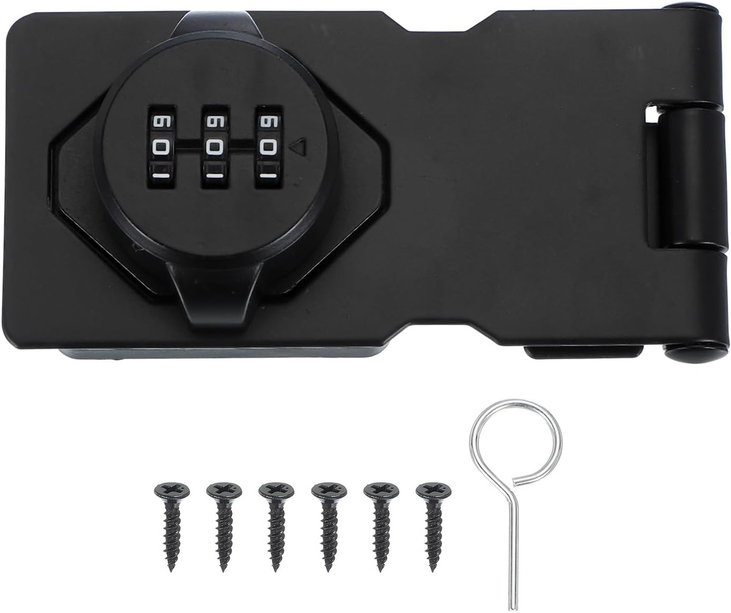 MECCANIXITY Password Hasp Locks Keyless Combination Lock 3.5 Inch Twist Knob for Door Security Gate Small Doors Cabinets Bathroom Closet Fence Garage Garden Cupboard(Black)