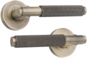 Infinity Decor Pair of Knurled Lever Door Handles on Rose Set in Matt Antique Finish Internal Pull Handles (130mm) - Ideal for Interior and Exterior Doors