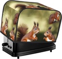 Cute Squirrels 2 Slice Toaster Covers Dustproof Splash-Proof Bread Machine Cover Fingerprint Protectors Small Washable Kitchen Appliance Cover Universal Size