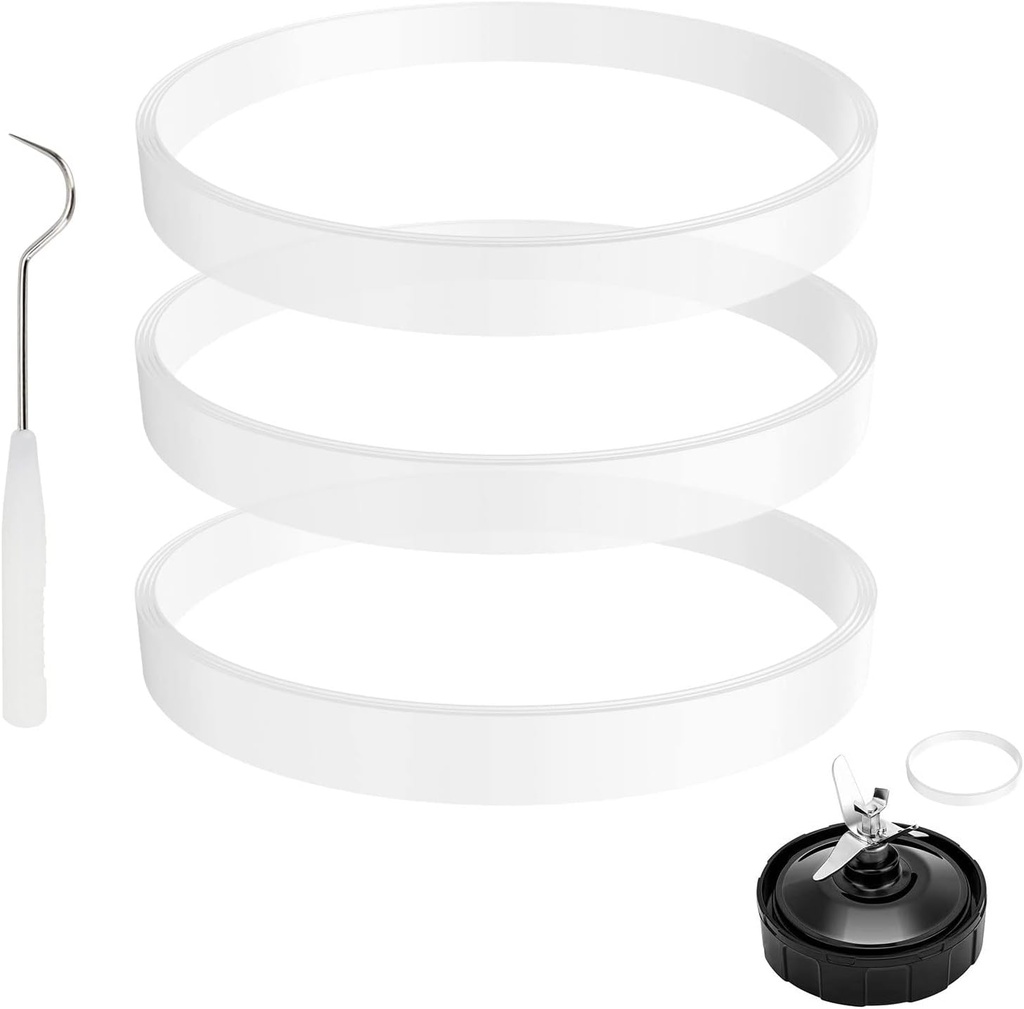 3 Pack Rubber Gaskets Replacement Seal White Ring for Nutri Ninja Blender Replacement for Ninja Auto-iQ Pro Extractor CT680 BL456-30 BL480 BL681A BL682 (3.94 inch Gaskets)