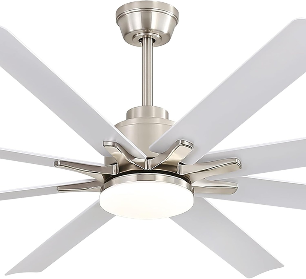 Sofucor 66 Inch Smart Ceiling Fans with Lights, Indoor/Outdoor Ceiling Fan with Remote, Work With Alexa/Google, Reversible DC Motor, Dimmable, 8 Blade Large White Ceiling Fan Light for Patio Farmhouse