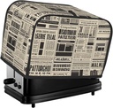 2 slice Toaster Cover, newspaper Print Bread Machine Covers with Pockets for Kitchen Counter 11.4''x7.9''x7.5''