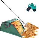 Adjustable Garden Leaf Rake with Leaf Collector, Collapsible Metal Yard Rake for Leaves with Expandable Head 8-15", Collect Loose Debris for Lawns Camping Shrubs and Rose Bushes