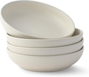 JoyJolt Mesa 40oz Stoneware Serving Bowls Set of 4, Large Pasta Salad Pho Soup Plates for Kitchen, Dishwasher and Microwave Safe, Aesthetic Kitchen Essentials - Matte White (Linen)