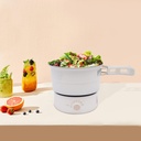 Portable Electric Hot Pot with Foldable Handles, Non-stick Frying Pan, Mini Hot Pot, 1.6L/0.42 gal 500W 110VMulti-Functional Ramen Noodle Cooker for Pasta Oatmeal with Power Adjustment (White)