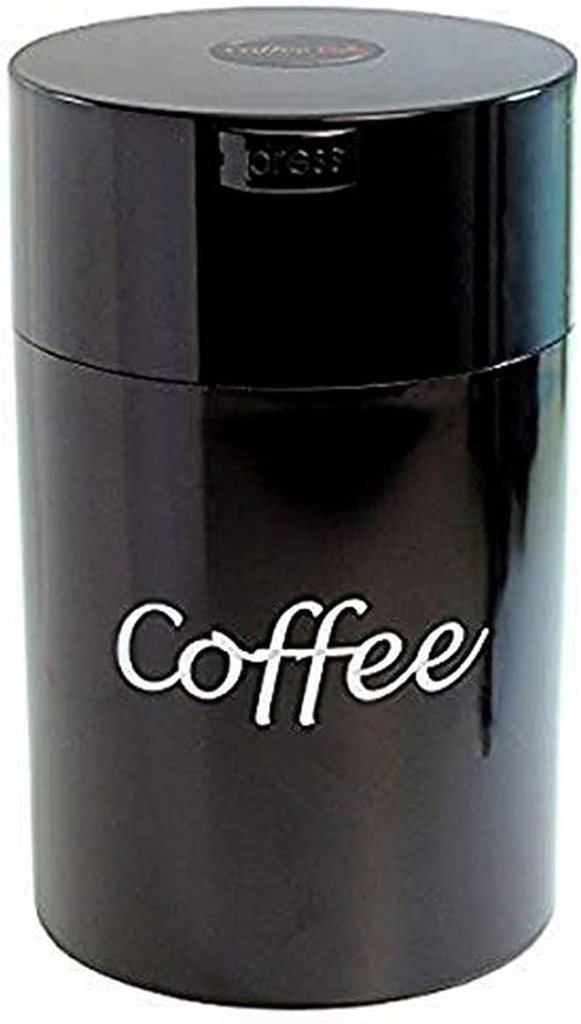 CoffeeVac 1LB – Patented Airtight Container | Multi-use Vacuum container works as smell proof containers for ground coffee and coffee bean containers. Black Logo