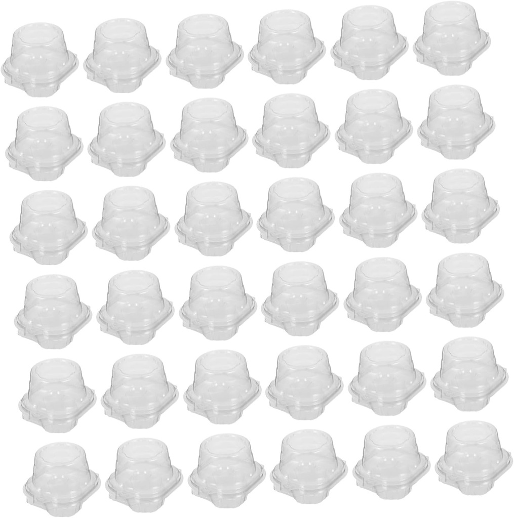 Ciieeo 50pcs Individual Cupcake Containers: Clear Stackable Plastic Boxes with Lid Single Cupcake Transport Carrier for Weddings Party Favors