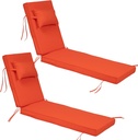 2Pcs Set Outdoor Lounge Chair Cushions, 80 Inch Outdoor Furniture Lounge Chair Cushions, Lounge Chair Seat Cushions with PP Cotton Pillow and Thick Cushion (2pc-Orange, 80 * 26 * 3 inch)