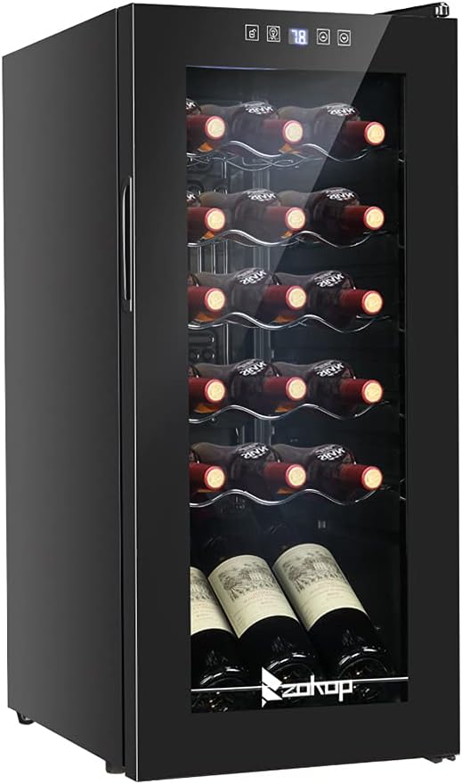 Winado 18 Bottle Compressor Wine Cooler Refrigerator w/Adjustable Temperature, Freestanding Compact Mini Wine Fridge with Digital Control & Removable Shelves