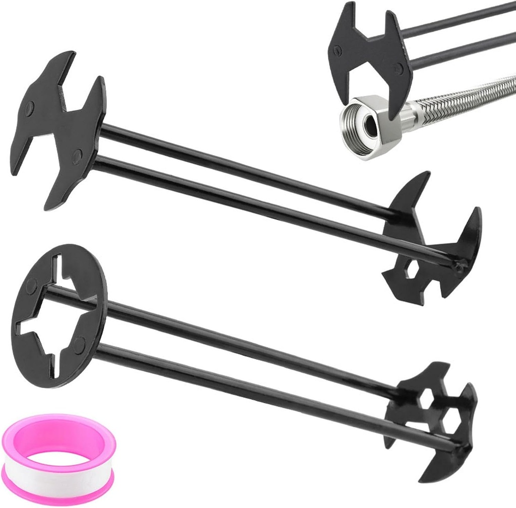 2 Pcs Basin Wrenchs Multifunctional Faucet Wrench for Undermount Sink, Under Sink Plumbers Wrenchs, Socket Wrench Plumbing Tools for Tight Spaces Kitchen Bathroom