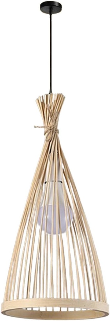 40CM Bamboo Farmhouse Pendant Light Hand-Woven Hanging Lamp Art Deco Chinese Lantern Excellent Weaving Chandelier E27 Bedroom, Small Dining Table Light Fixture