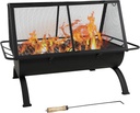 Sunnydaze 36-Inch Northland Steel Outdoor Fire Pit with Grill - Outdoor Fireplace with Cooking Grate, Spark Screen, Cover, and Poker