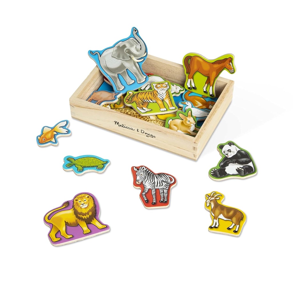 Melissa & Doug Wooden Animal Magnets Set (20 Pieces) – Farm, Zoo & Pet Fridge Magnets in Storage Box – Montessori Preschool Learning Toys for Toddlers & Kids Ages 2+ - FSC-Certified